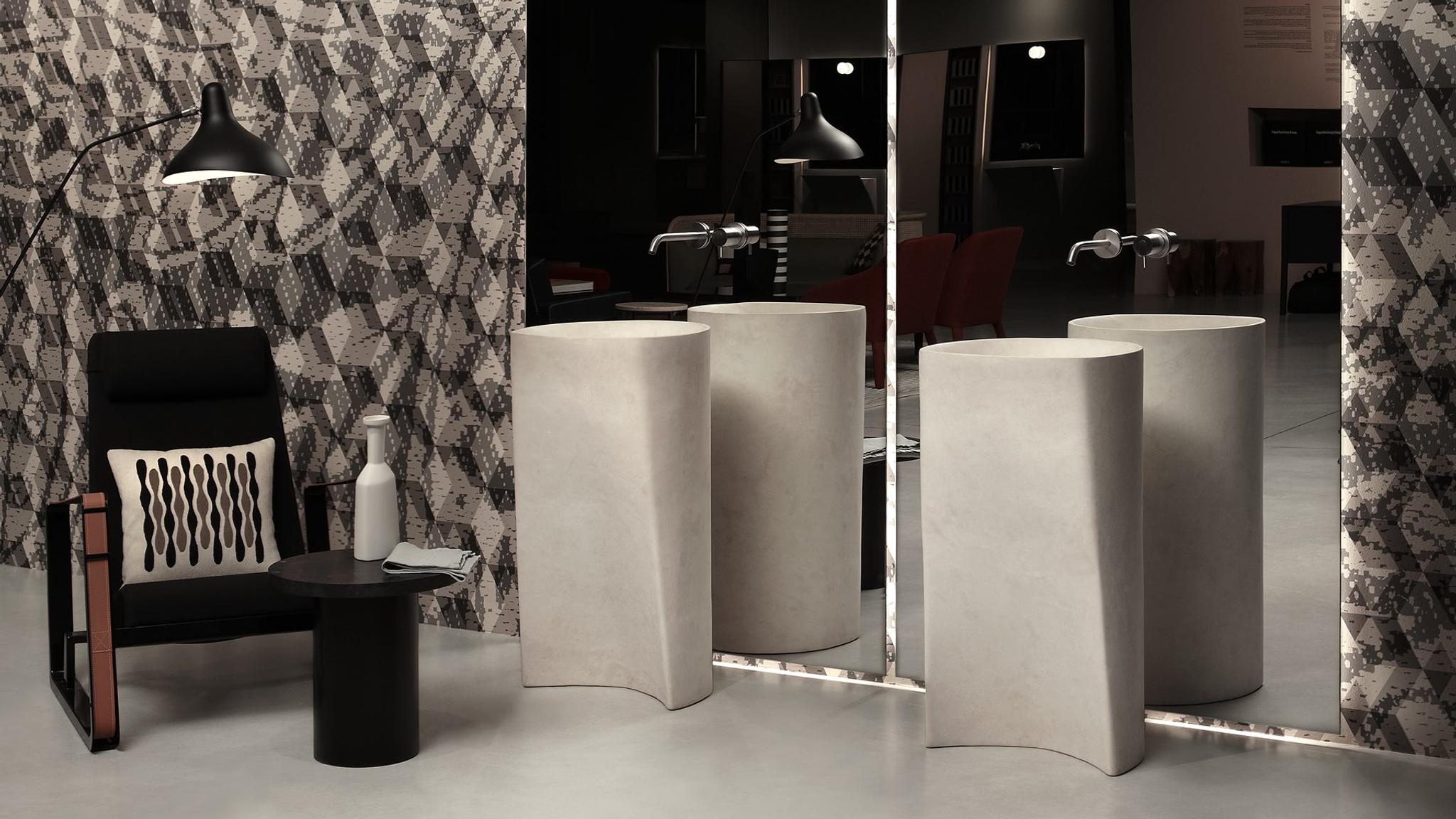 Lavabo Rilievo đặt sàn — lavabo đá tự nhiên Rochelle