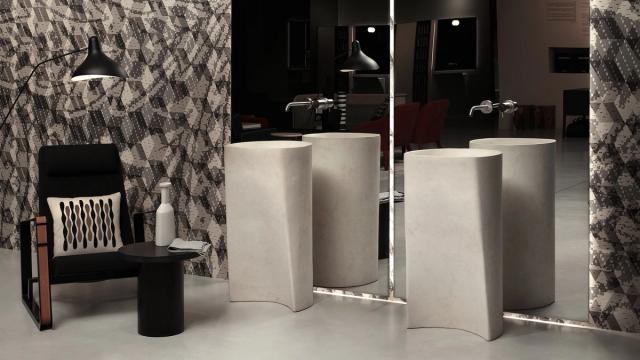 Lavabo Rilievo đặt sàn — lavabo đá tự nhiên Rochelle
