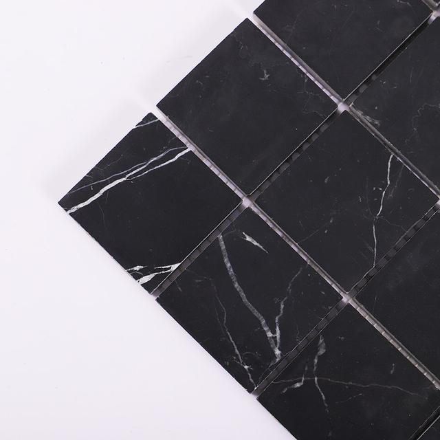 Nero Black Large Square Marble Mosaic Tile 2X2 — mosaic vuông bằng đá marble đen