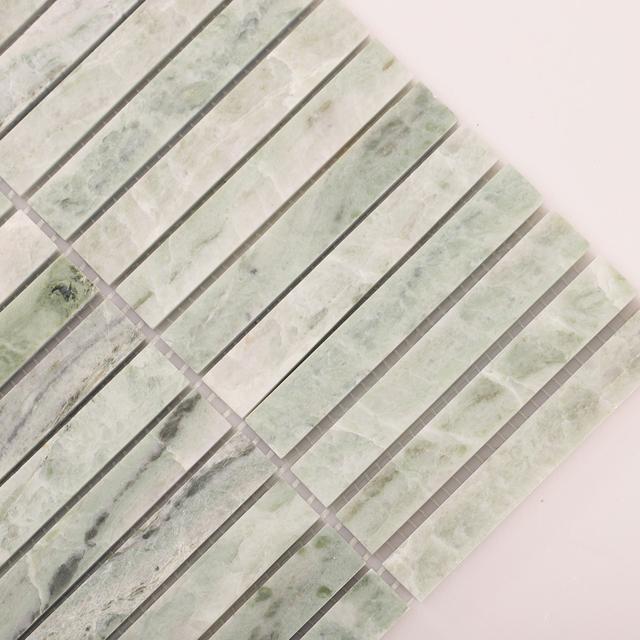 Polished Ming Green Marble Vertical Mosaic Wall Tiles — mosaic ghép nghệ thuật bằng đá marble xanh lục