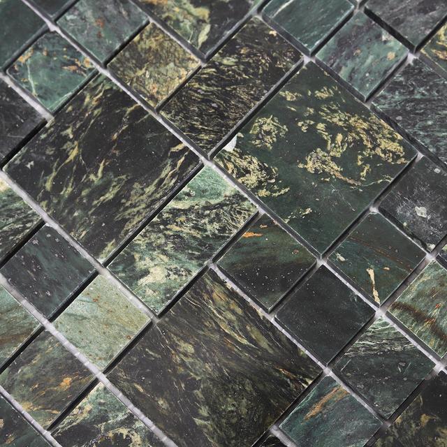 Dark Green Natural Marble Honed Mosaic Bathroom Tiles — mosaic ghép nghệ thuật bằng đá marble xanh lục