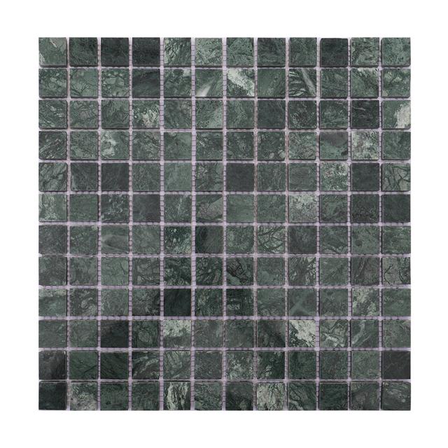 Green Square Honed Natural Marble Mosaic Tiles — mosaic vuông bằng đá marble xanh lục