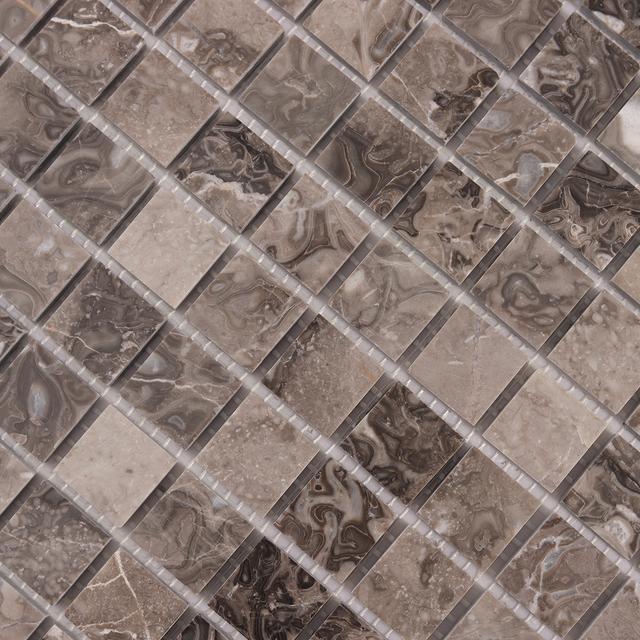 Emperador Light Brown Square Marble Mosaic Tiles — mosaic vuông bằng đá marble nâu & nâu Emperador