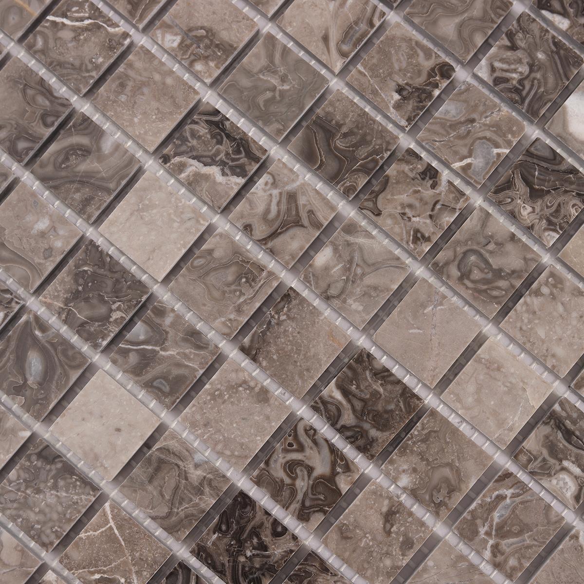 Emperador Light Brown Square Marble Mosaic Tiles — mosaic vuông bằng đá marble nâu & nâu Emperador