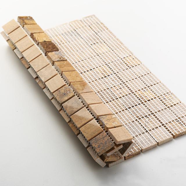 Polished Emperador Light Marble Square Mosaic Tiles — mosaic vuông bằng đá marble nâu Emperador