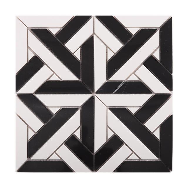 White and Black Geometrica Star Marble Mosaic Tiles — Rochelle Rochelle Stone