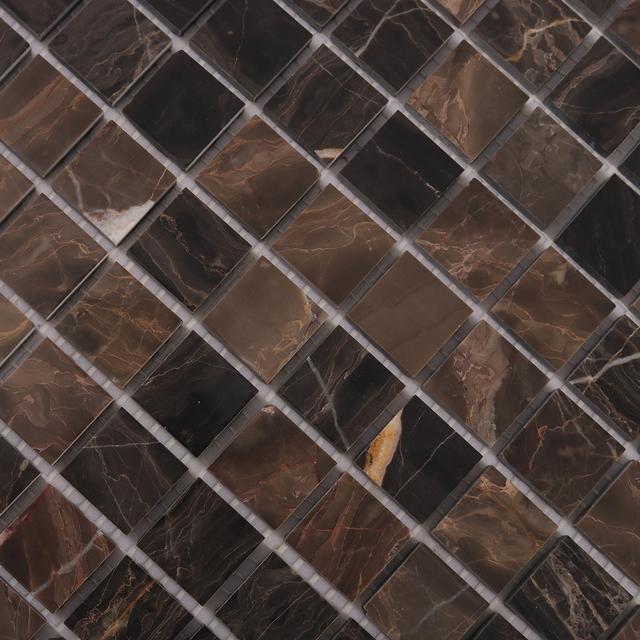 Dark Emperador Square Marble Mosaic — mosaic vuông bằng đá marble nâu Emperador