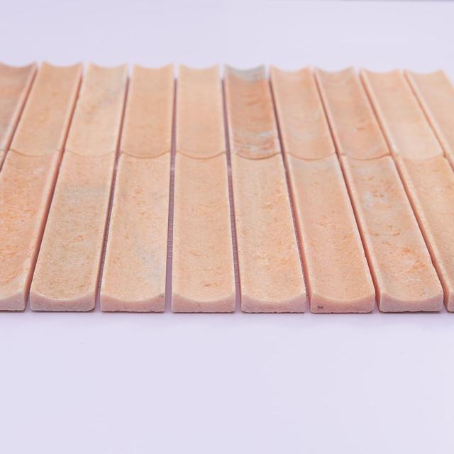 Orange Fluted Marble Mosaic Tile for Wall — mosaic rãnh sọc (fluted) bằng đá marble tự nhiên