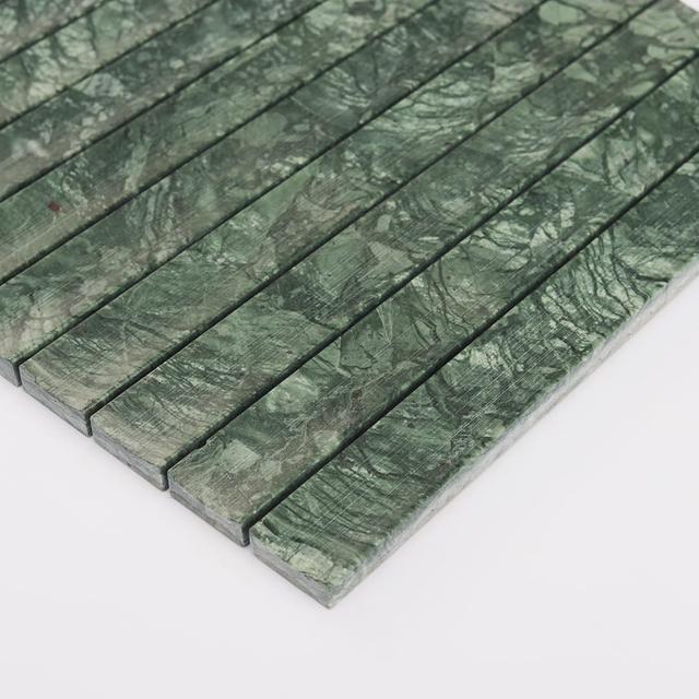 Indian Green Strip Fluted Marble Mosaic Tile for Interior Wall — mosaic rãnh sọc (fluted) bằng đá marble xanh lục