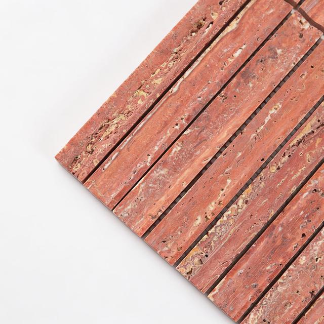 3D Curved Fluted Travertine Mosaic Natural Linear Stone Wall Tile — mosaic rãnh sọc (fluted) bằng đá travertine tự nhiên