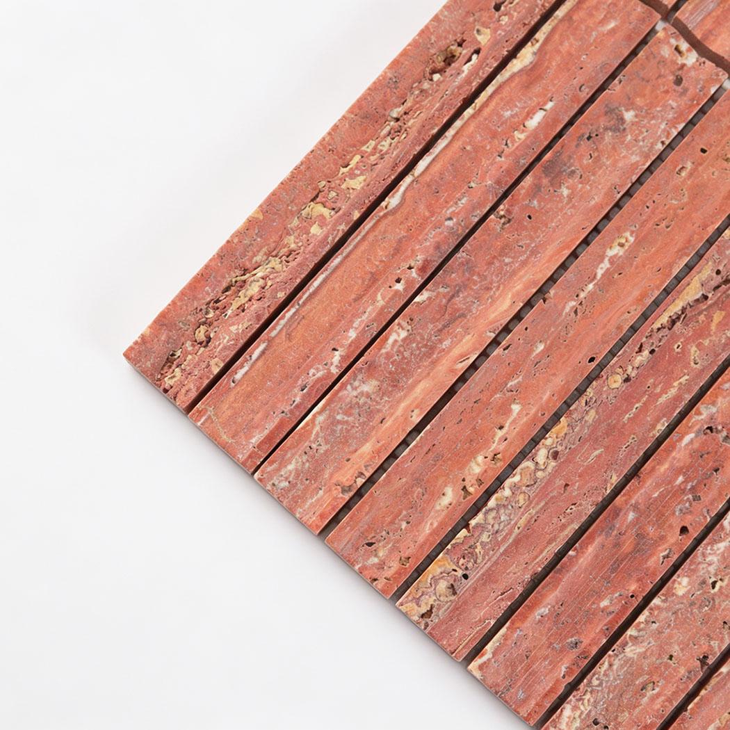 3D Curved Fluted Travertine Mosaic Natural Linear Stone Wall Tile — mosaic rãnh sọc (fluted) bằng đá travertine tự nhiên