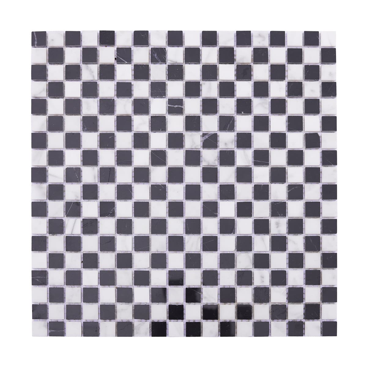 Black and White Checkered Marble Mosaic (bàn cờ Carrara trắng và Nero Marquina đen) — Rochelle Rochelle Stone