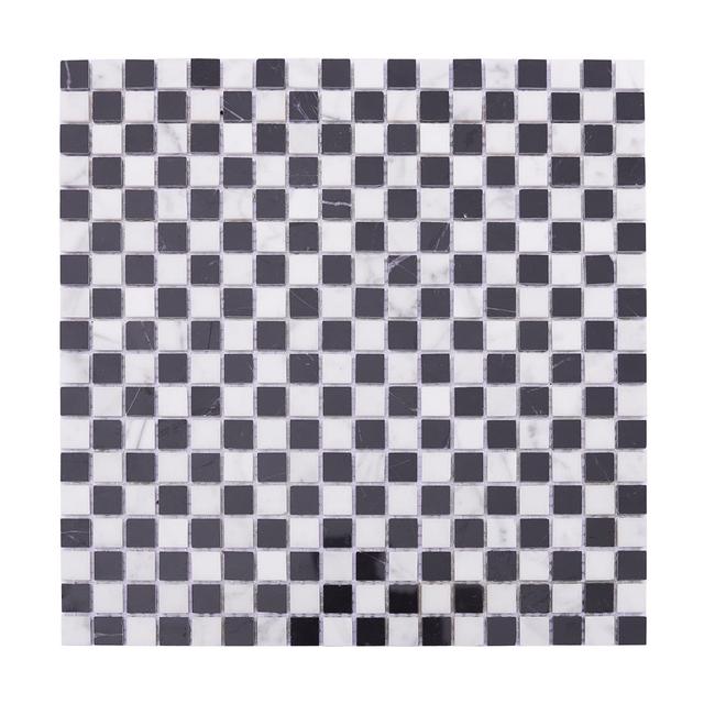 Black and White Checkered Marble Mosaic (bàn cờ Carrara trắng và Nero Marquina đen) — Rochelle Rochelle Stone