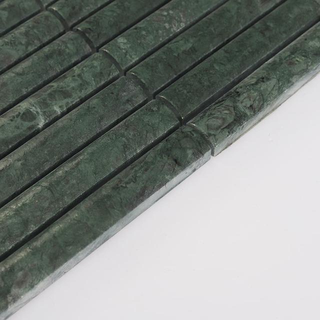 Dark Green Fluted Marble Kit Kat Wall Tile Bathroom Mosaic — mosaic rãnh sọc (fluted) bằng đá marble xanh lục