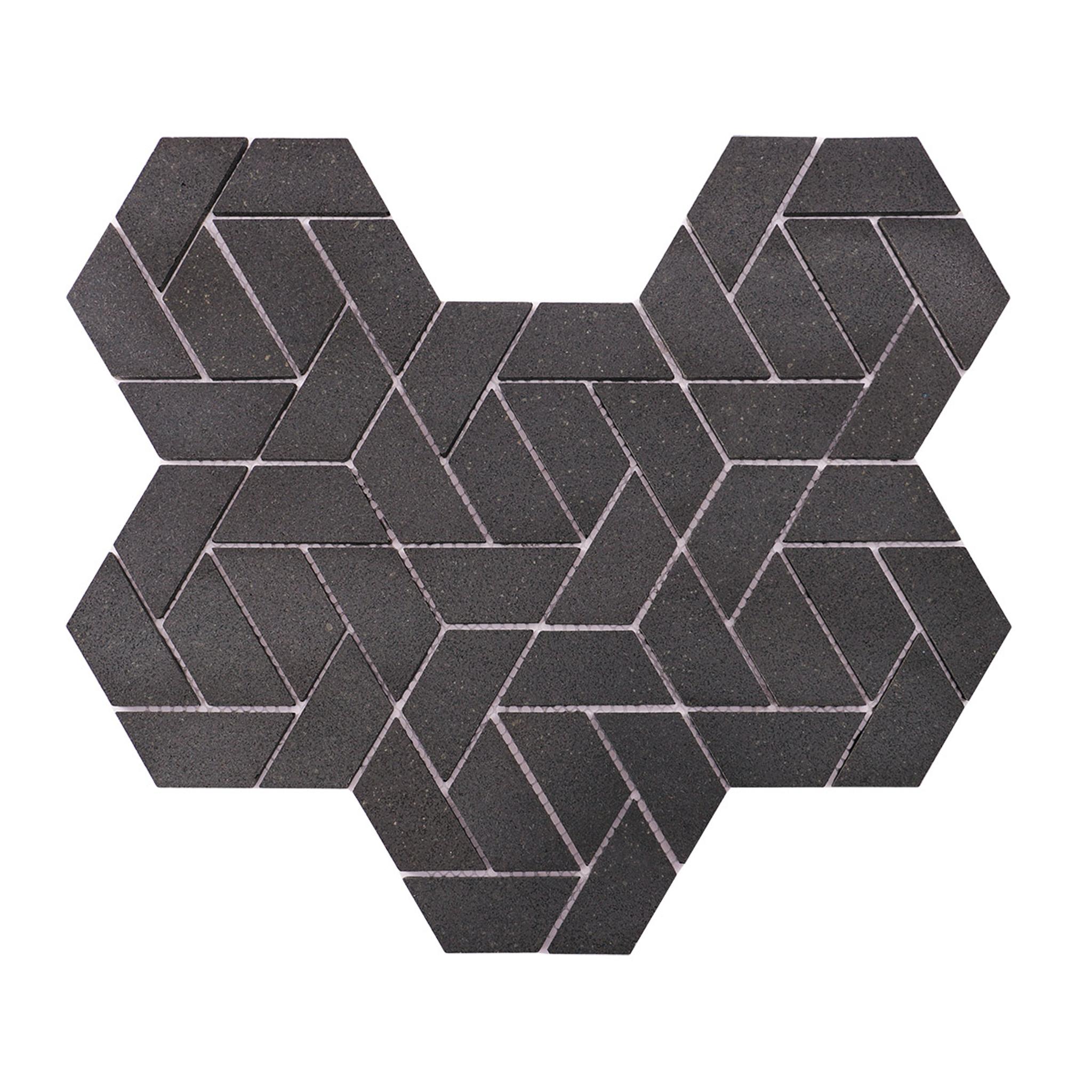 Matt Black Marble Hexagon Mosaic Tiles for Modern Spaces — mosaic lục giác bằng đá marble đen