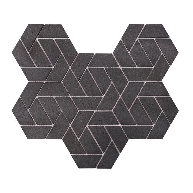 Matt Charcoal Hexagon Stone Mosaic (mosaic lục giác đá màu than chì, mặt matt) — Rochelle Rochelle Stone