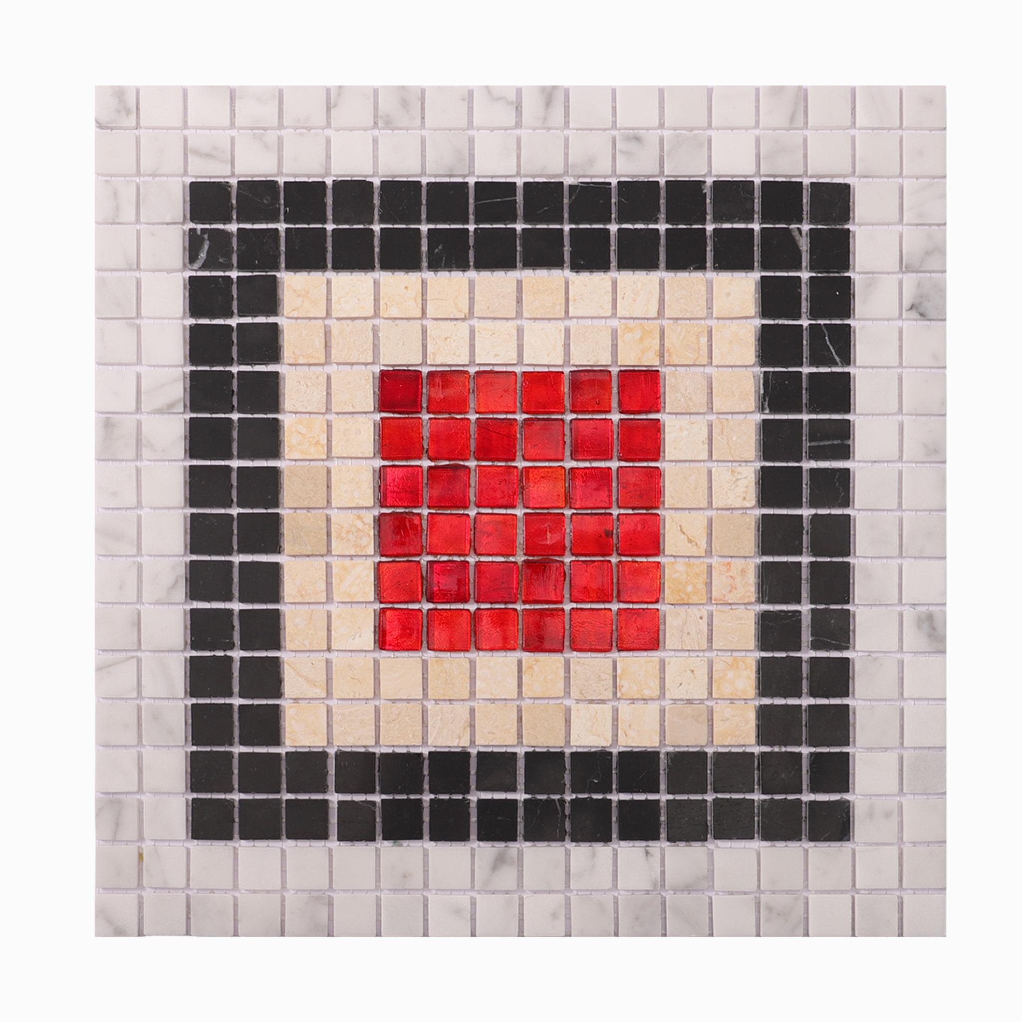 Glass and Marble Red Dot Mosaic Tiles — mosaic ghép nghệ thuật bằng đá marble đỏ