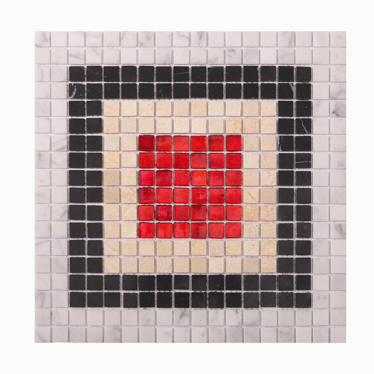 Glass and Marble Red Dot Mosaic Tiles — mosaic ghép nghệ thuật bằng đá marble đỏ