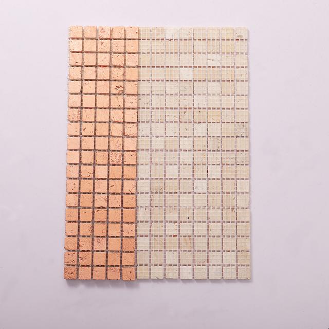 Rose Gold Foil Marble Mosaic Backsplash Tiles — mosaic ghép nghệ thuật bằng đá travertine vàng