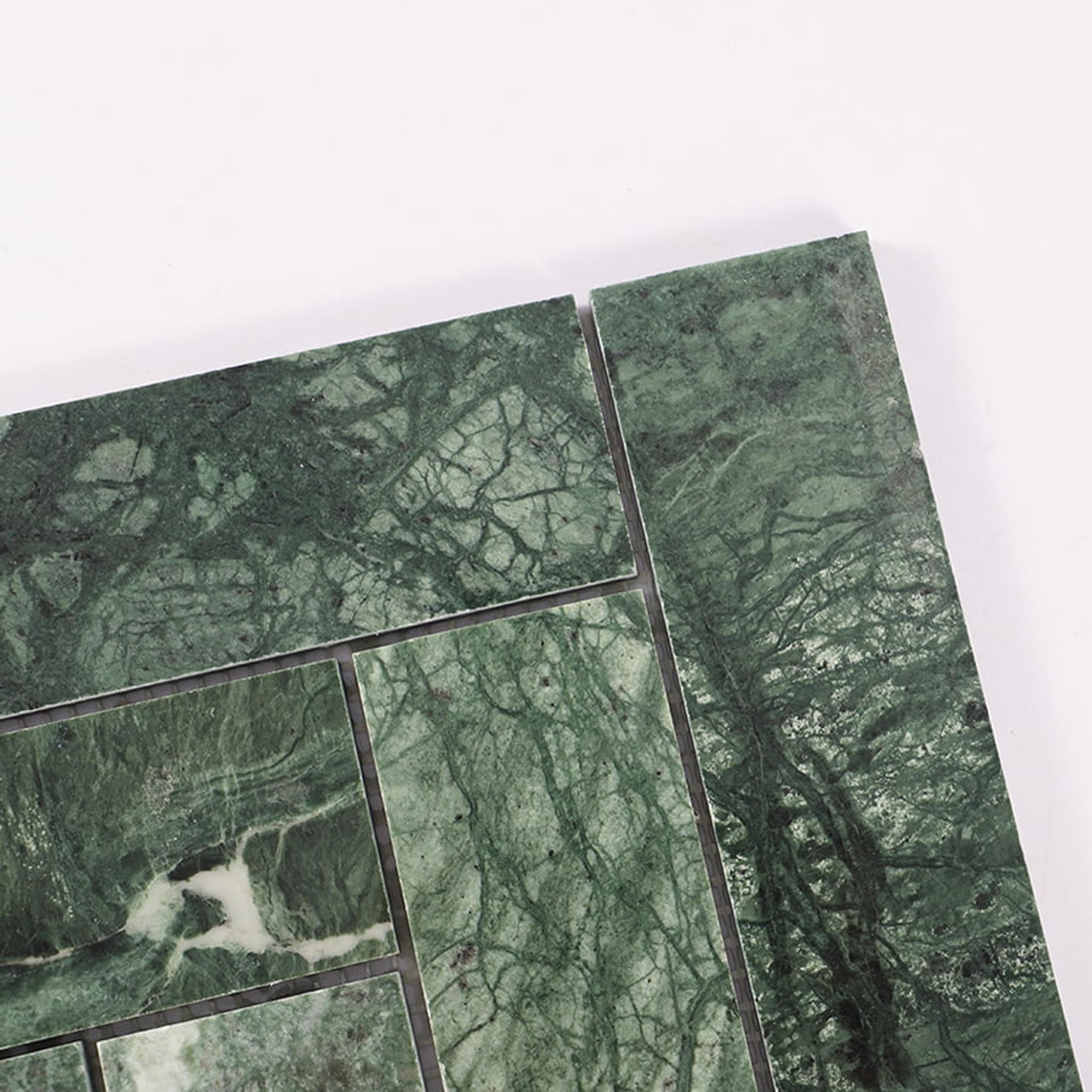 Verde Green Herringbone Polished Marble Mosaic Tile — mosaic xương cá bằng đá marble xanh lục