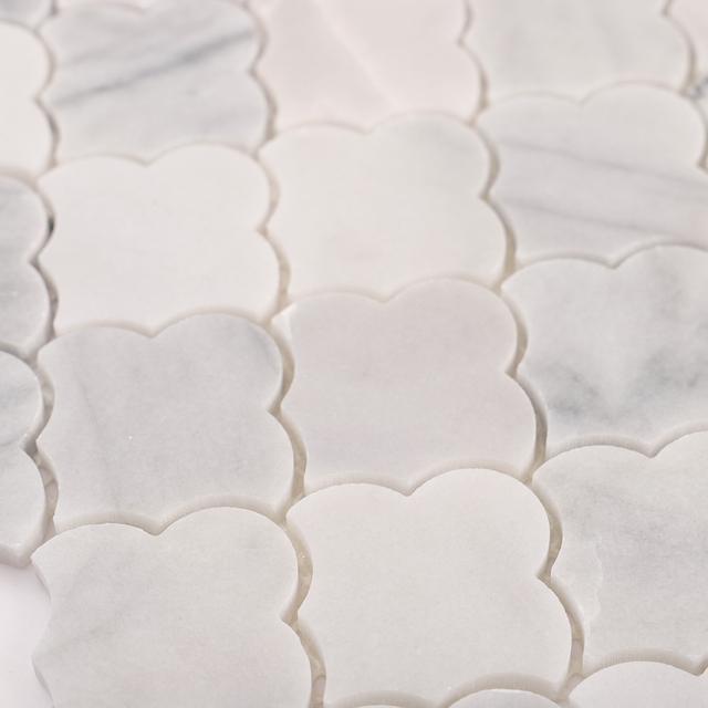 Carrara White Cloud Natural Stone Mosaic Tiles — mosaic ghép nghệ thuật bằng đá marble trắng & trắng Carrara