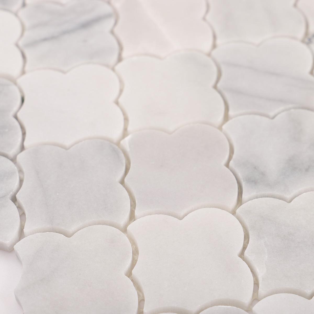 Carrara White Cloud Natural Stone Mosaic Tiles — mosaic ghép nghệ thuật bằng đá marble trắng & trắng Carrara