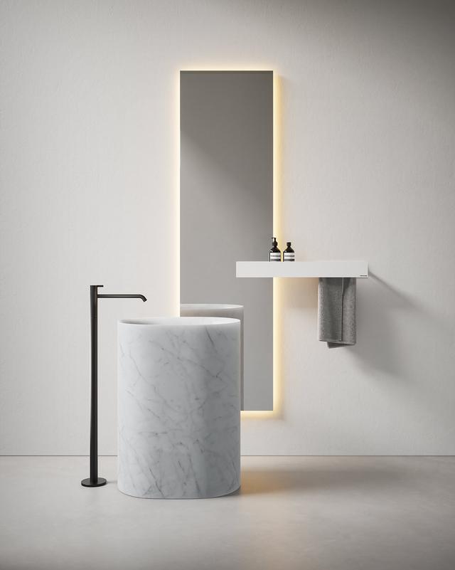 Lavabo Nebula đặt sàn — lavabo đá tự nhiên Rochelle