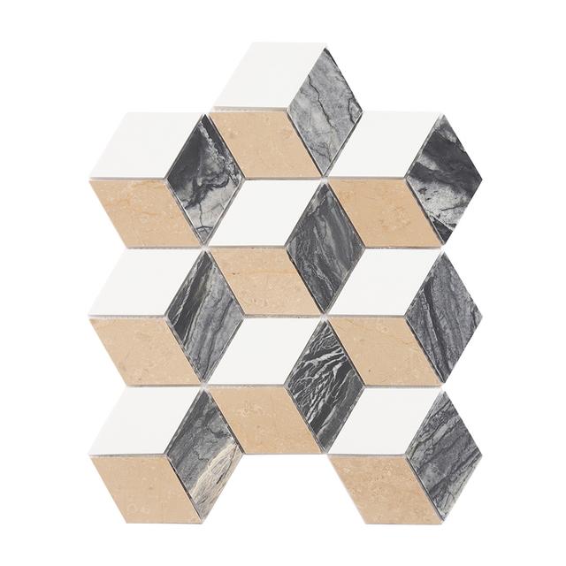 Marble Cube 3D Bathroom Mosaic Ghép Ba Tông — Rochelle Rochelle Stone