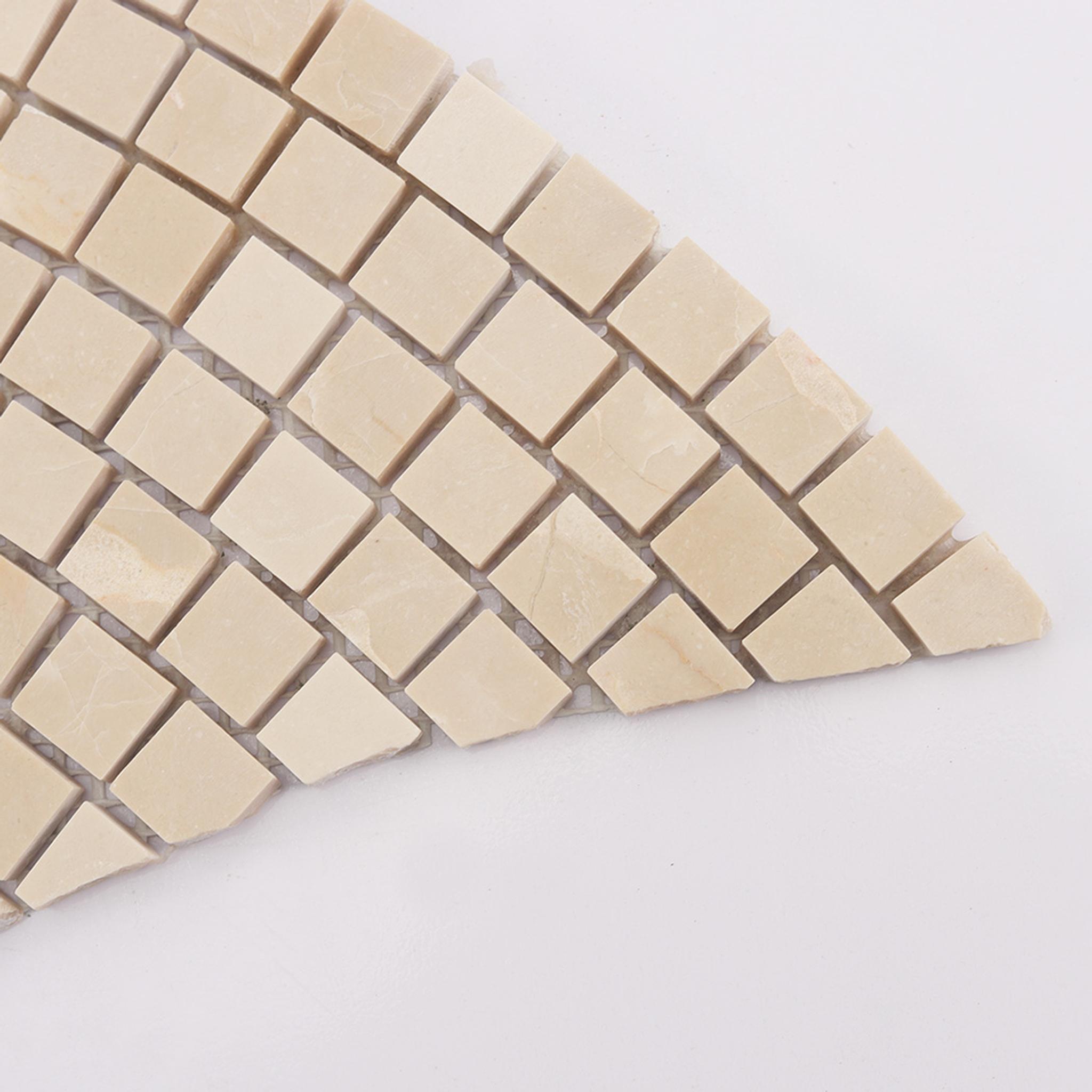 Beige Fan-Shaped Marble Mosaic — mosaic nan quạt bằng đá marble beige
