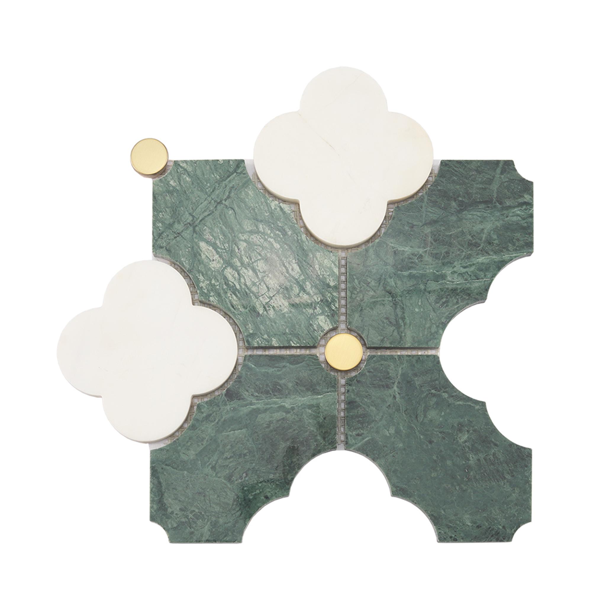 Dark Green Arabesque Marble Mosaic — mosaic arabesque bằng đá marble xanh lục đậm