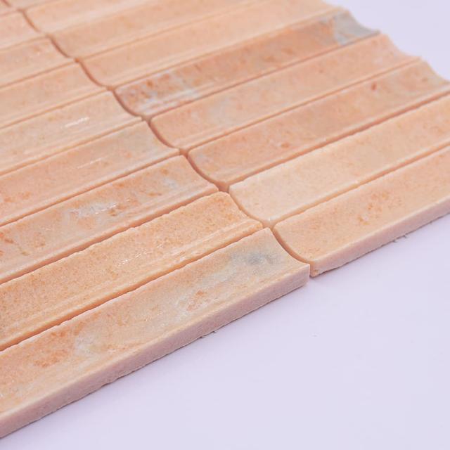 Orange Fluted Marble Mosaic Tile for Wall — mosaic rãnh sọc (fluted) bằng đá marble tự nhiên