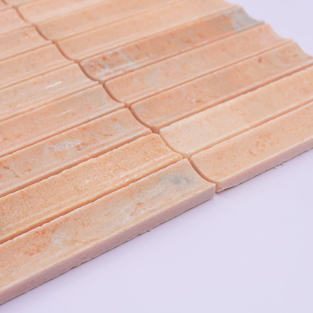 Orange Fluted Marble Mosaic Tile for Wall — mosaic rãnh sọc (fluted) bằng đá marble tự nhiên
