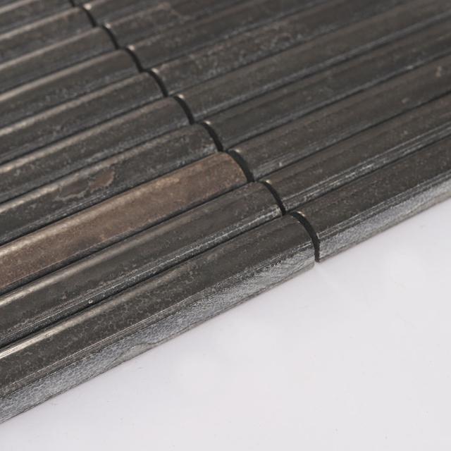Dark Brown Fluted Marble Mosaic — mosaic rãnh sọc (fluted) bằng đá marble nâu trầm