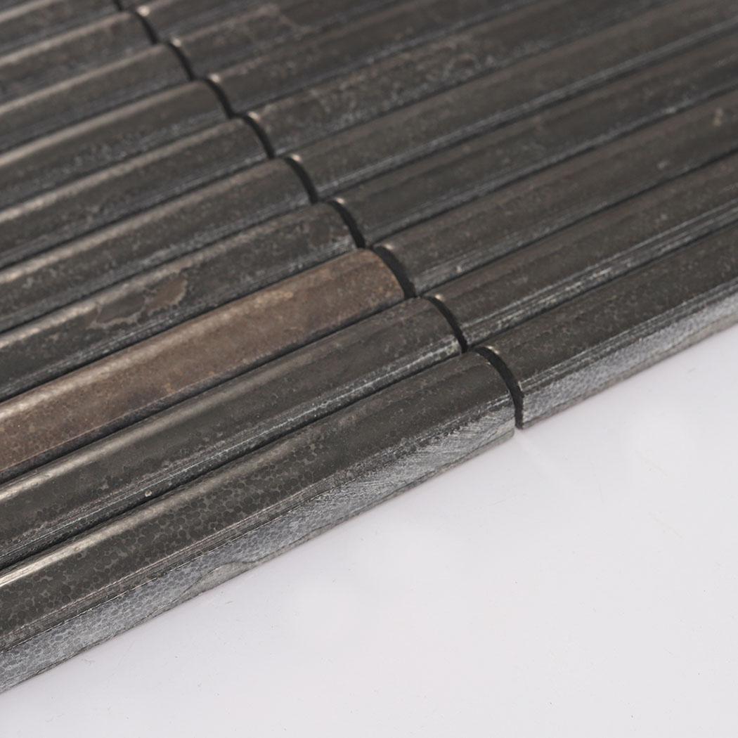 Dark Brown Fluted Marble Mosaic — mosaic rãnh sọc (fluted) bằng đá marble nâu trầm