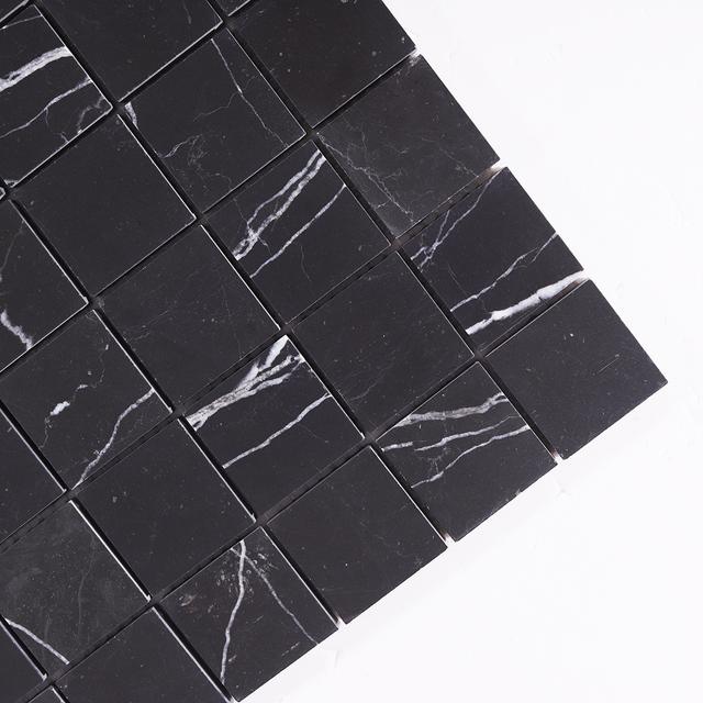 Nero Marquina Black Square Marble Mosaic Tiles — mosaic vuông bằng đá marble đen