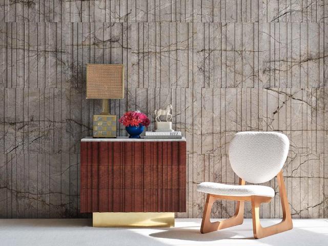 Vách đá 3D Barcode Zero — bề mặt đá tự nhiên điêu khắc nổi khối, Lithos
