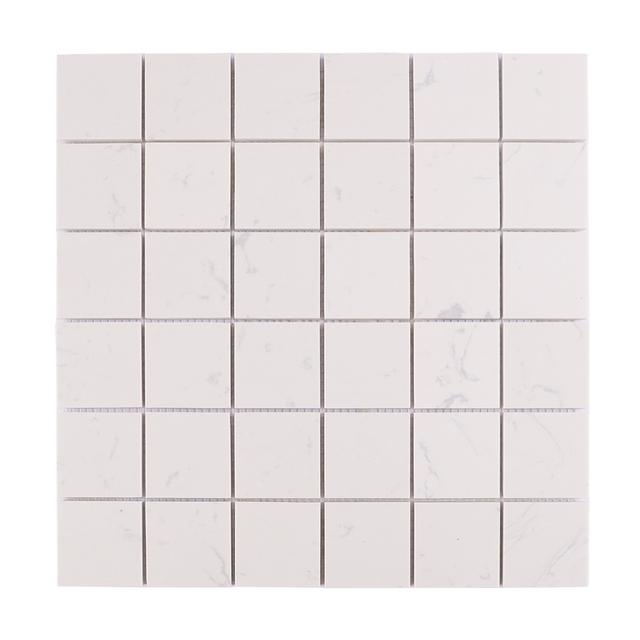 White Engineered Marble Square Mosaic Tile — Rochelle Rochelle Stone