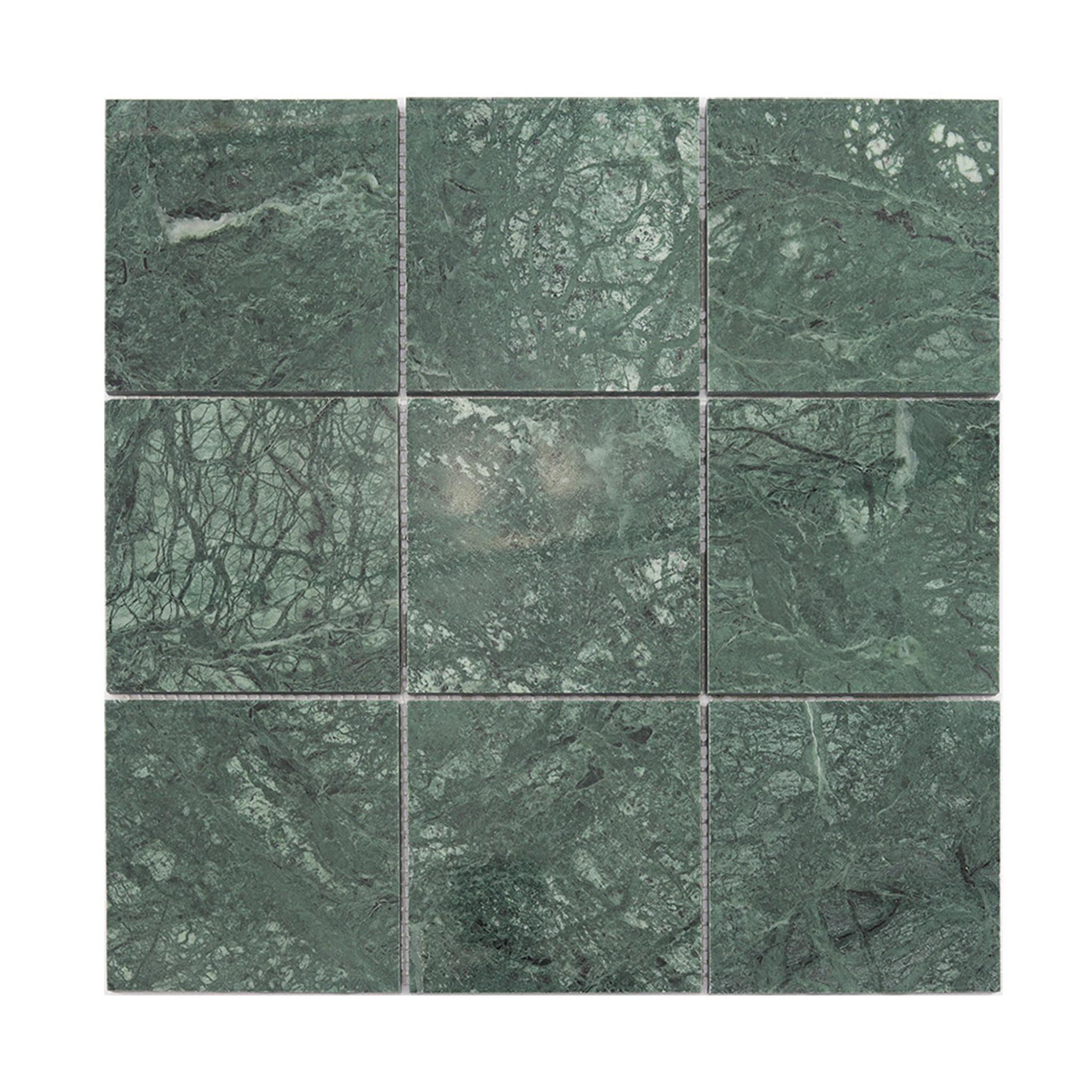 Large Square Marble Tile Bathroom Floor and Wall Verde Green Mosaic — mosaic vuông bằng đá marble xanh lục