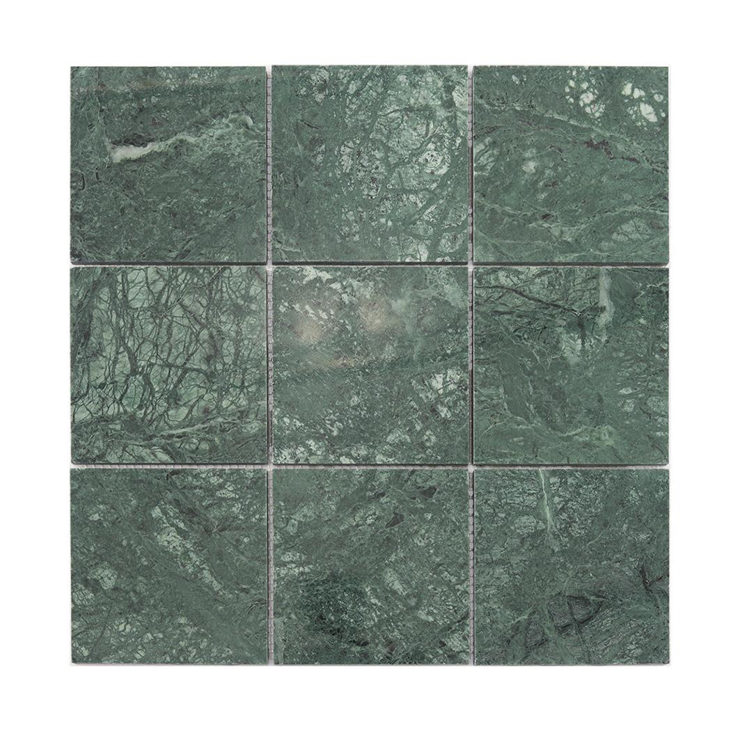 Large Square Marble Tile Bathroom Floor and Wall Verde Green Mosaic — mosaic vuông bằng đá marble xanh lục
