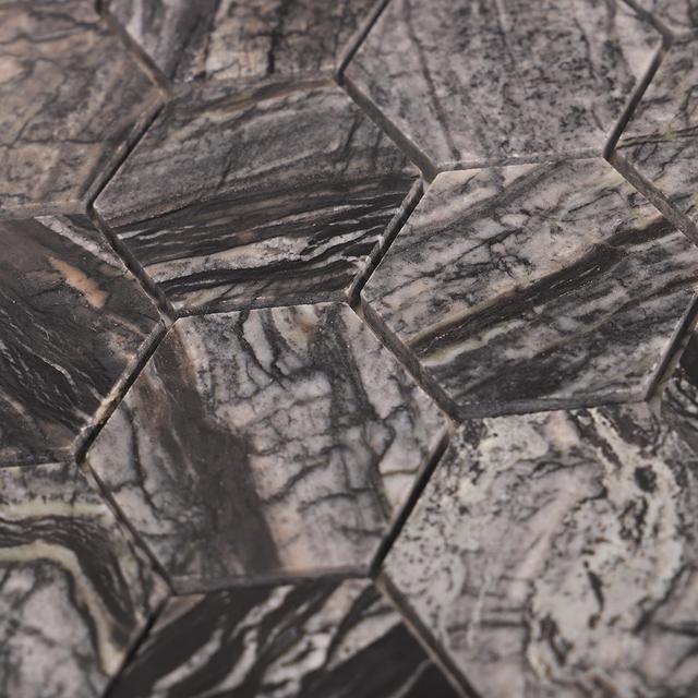 Dark Grey Hexagon Marble Mosaic Tiles — mosaic lục giác bằng đá marble xám