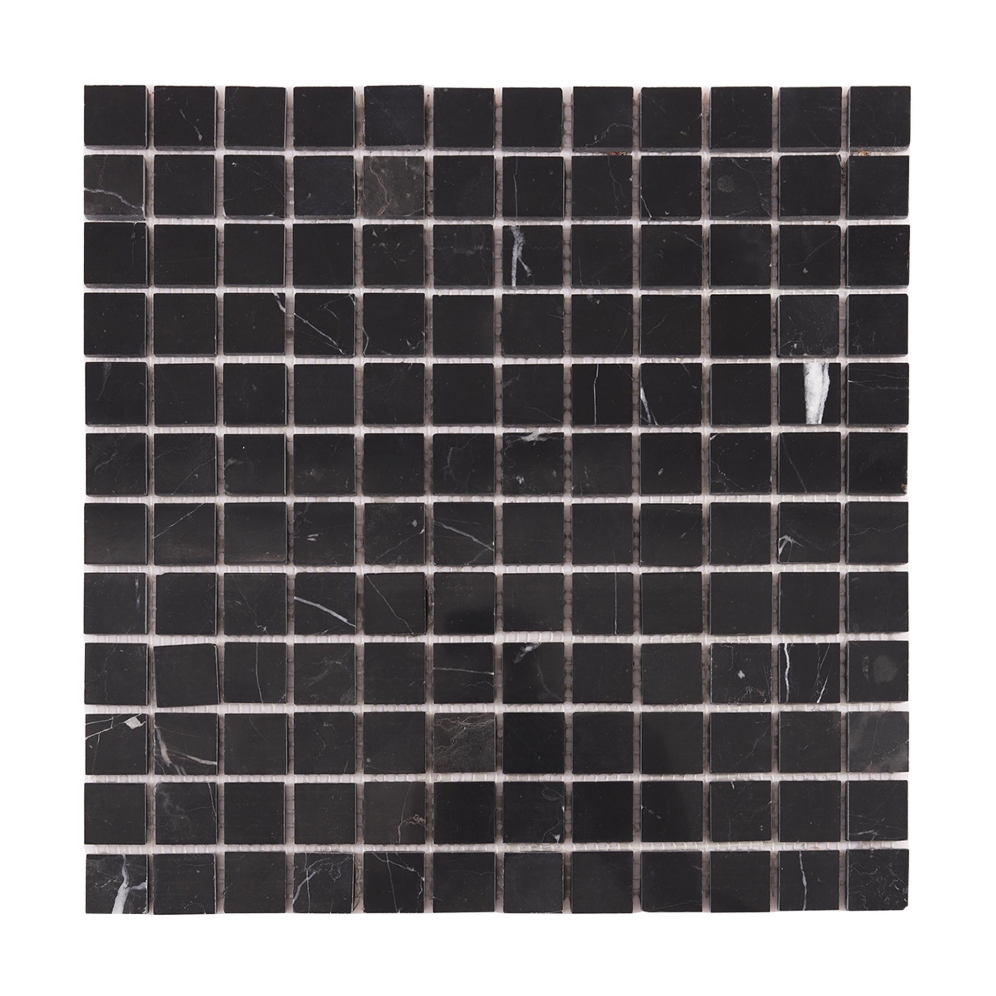 Nero Marquina Square Marble Mosaic Tiles — mosaic vuông bằng đá marble đen