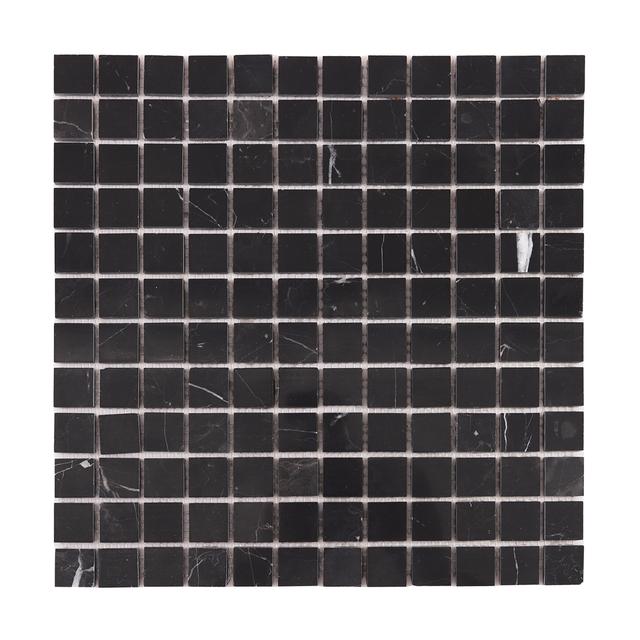 Nero Marquina Square Marble Mosaic Tiles — mosaic vuông bằng đá marble đen