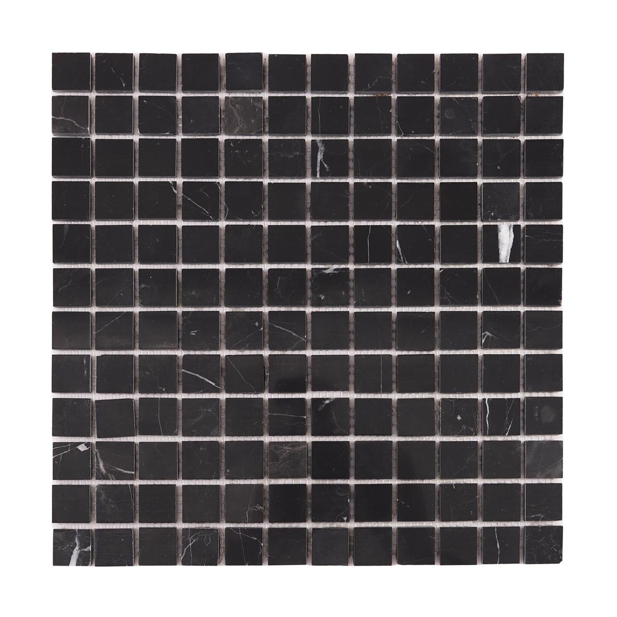 Nero Marquina Square Marble Mosaic Tiles — mosaic vuông bằng đá marble đen