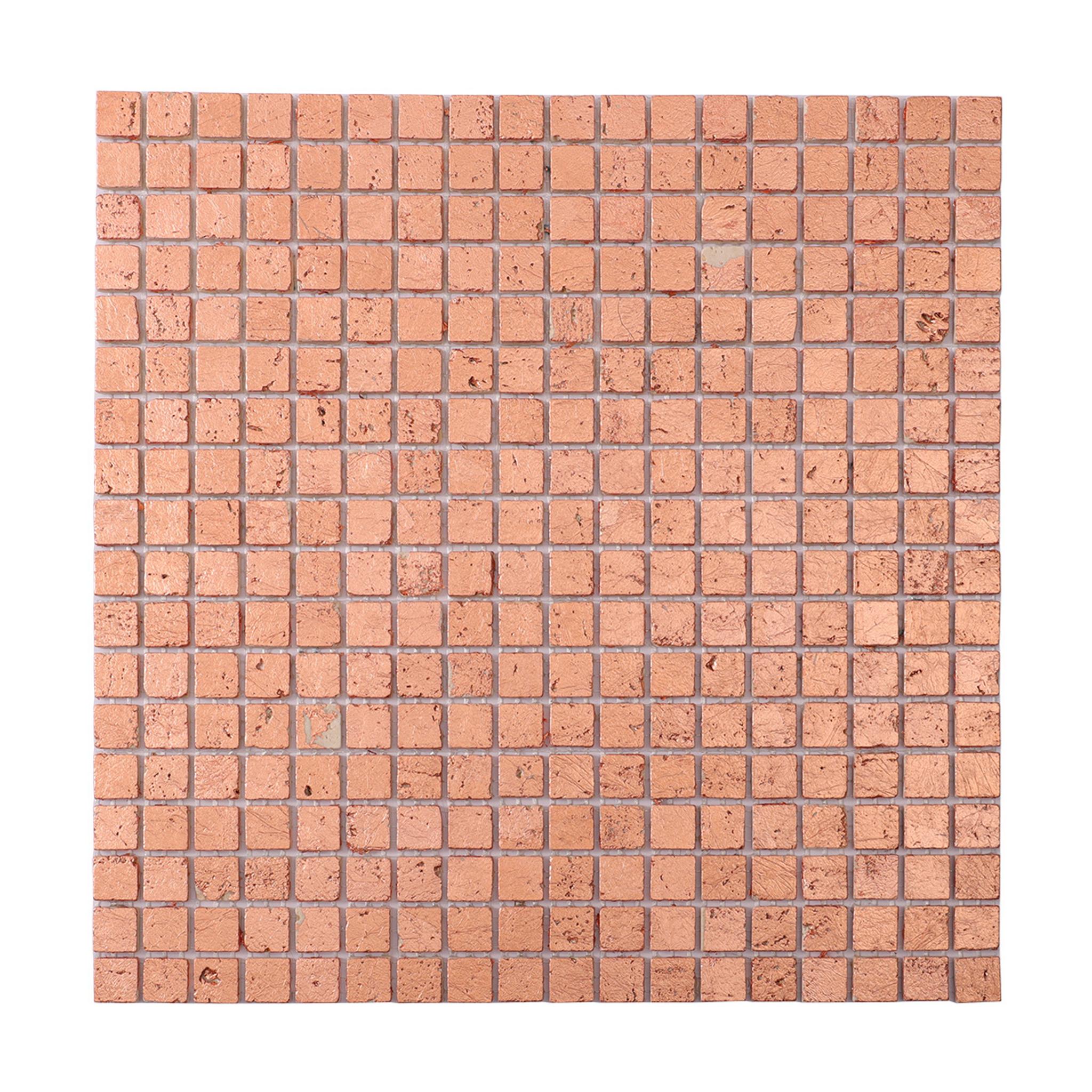 Rose Gold Foil Marble Mosaic Backsplash Tiles — mosaic ghép nghệ thuật bằng đá travertine vàng