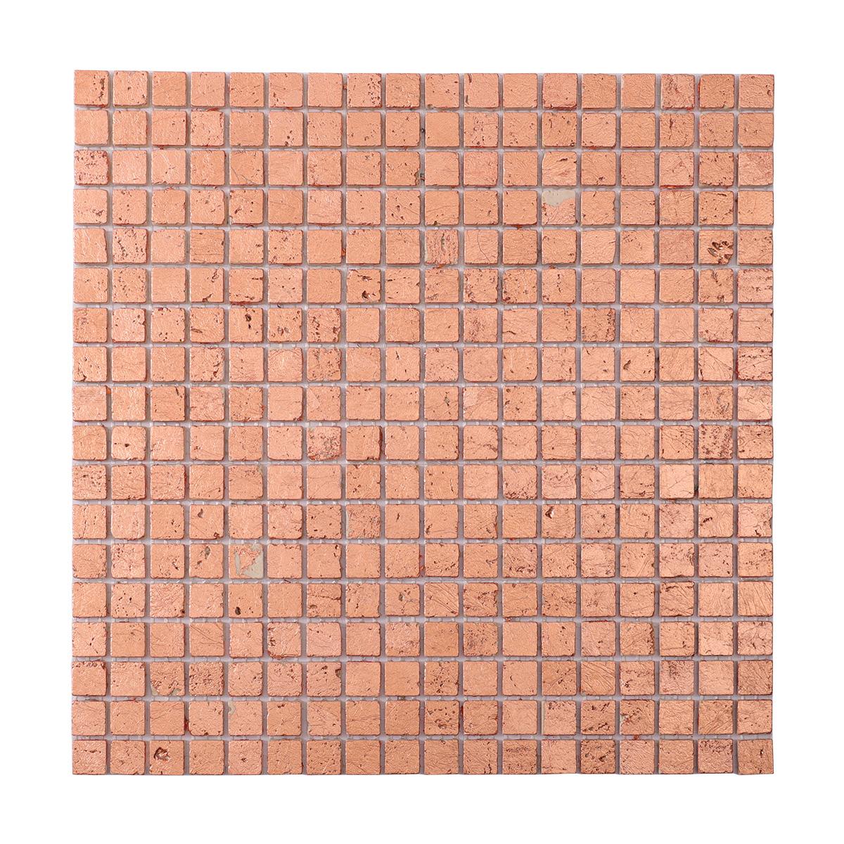 Rose Gold Foil Marble Mosaic Backsplash Tiles — mosaic ghép nghệ thuật bằng đá travertine vàng
