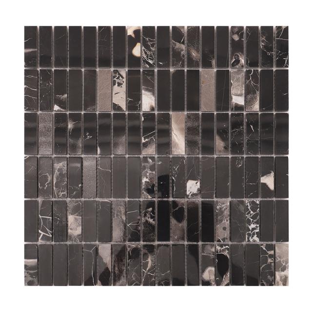 Nero Marquina Black Marble Mosaic Tiles for Bathrooms — mosaic ghép nghệ thuật bằng đá marble đen