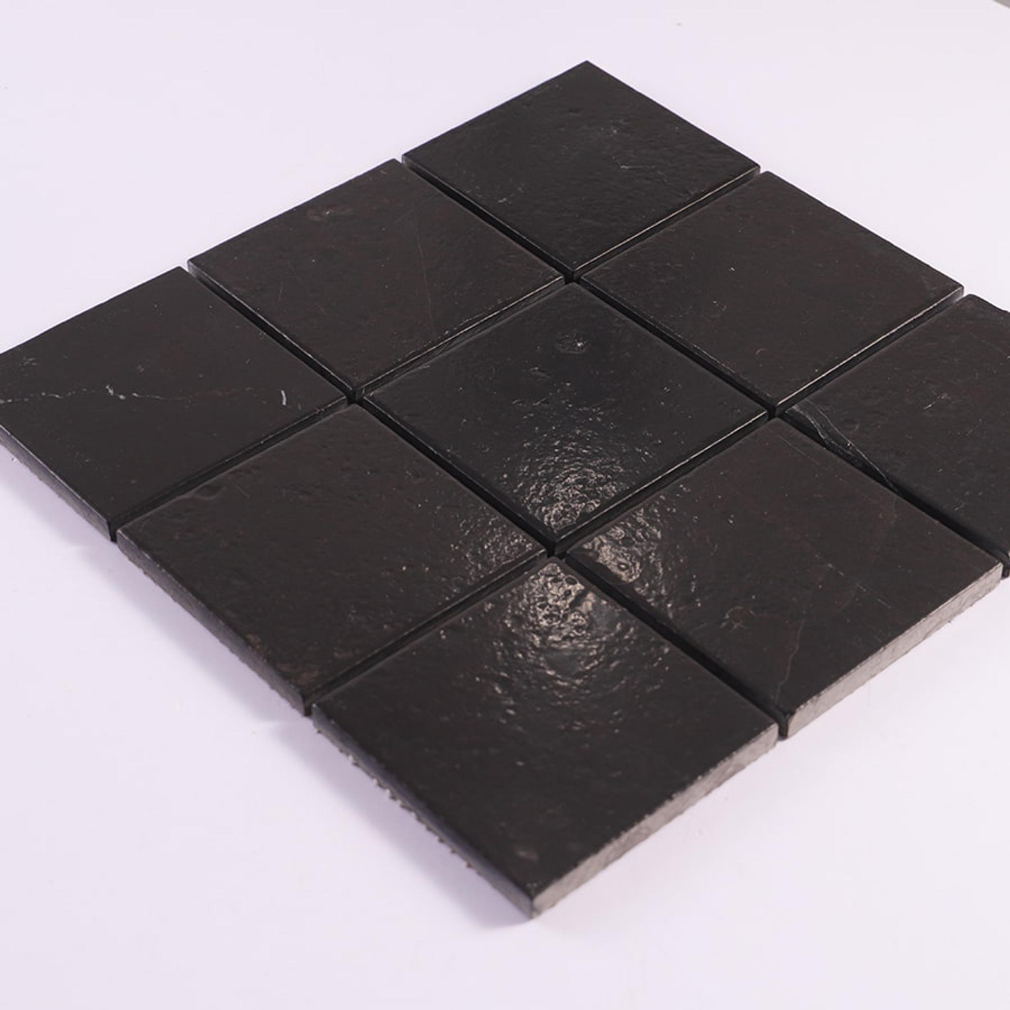 Black Large Square Honed Marble Floor Tile Stone Mosaic — mosaic vuông bằng đá marble đen