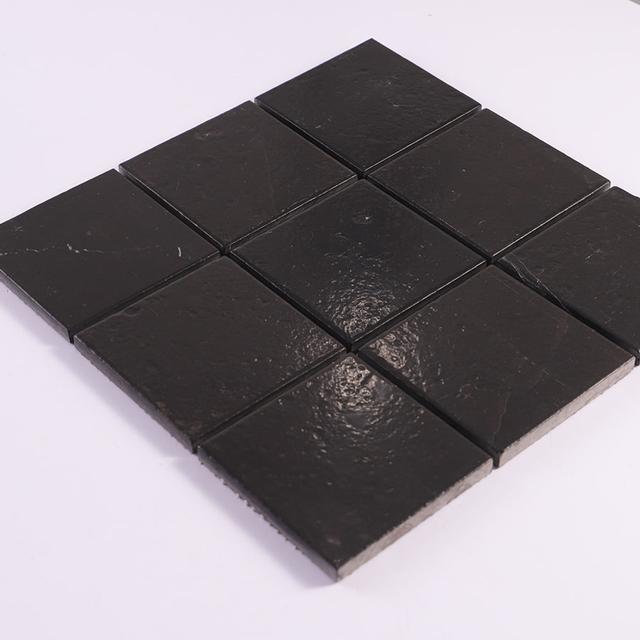 Black Large Square Honed Marble Floor Tile Stone Mosaic — mosaic vuông bằng đá marble đen