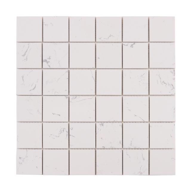 White Square Polished Marble Mosaic Tiles — mosaic vuông bằng đá marble trắng