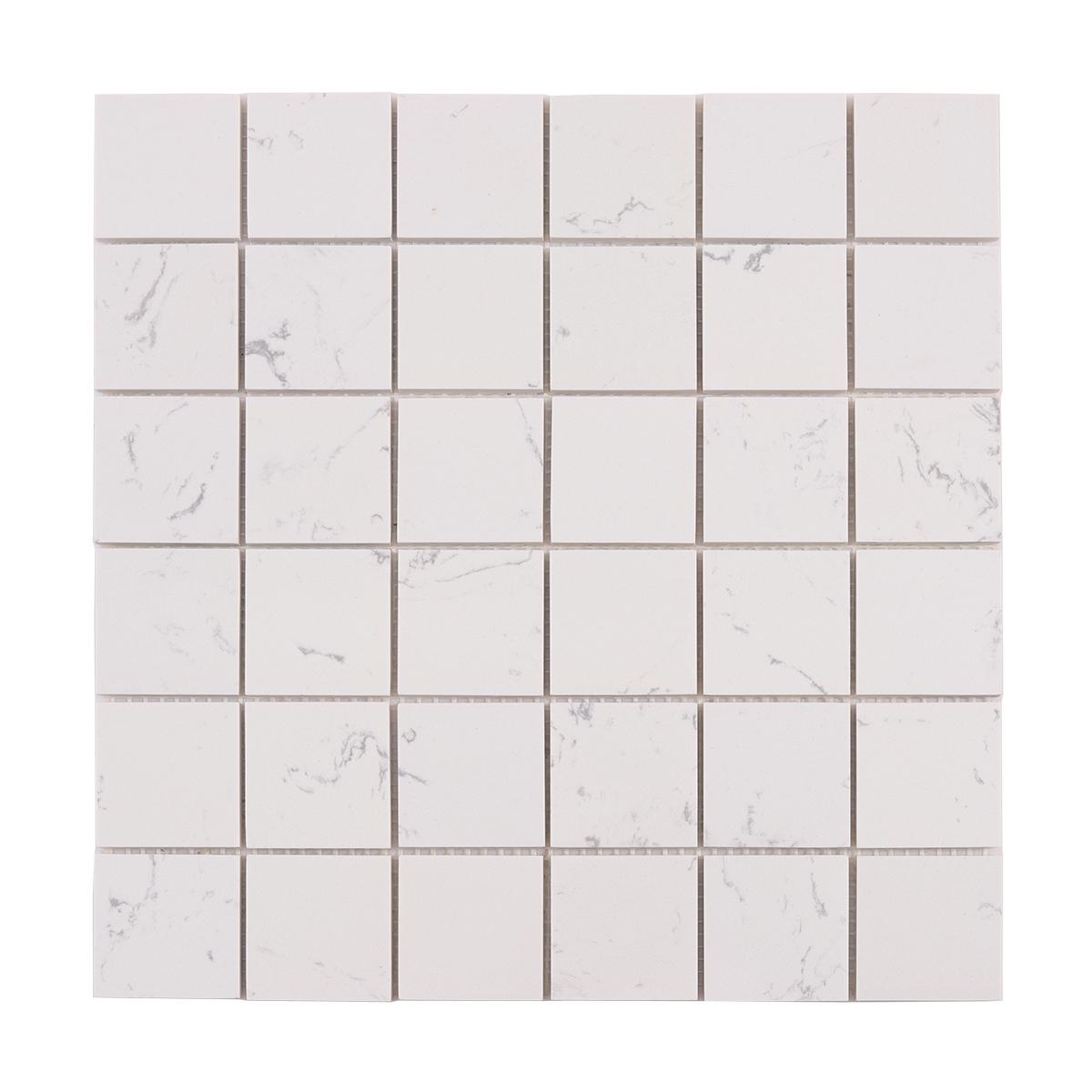 White Square Polished Marble Mosaic Tiles — mosaic vuông bằng đá marble trắng